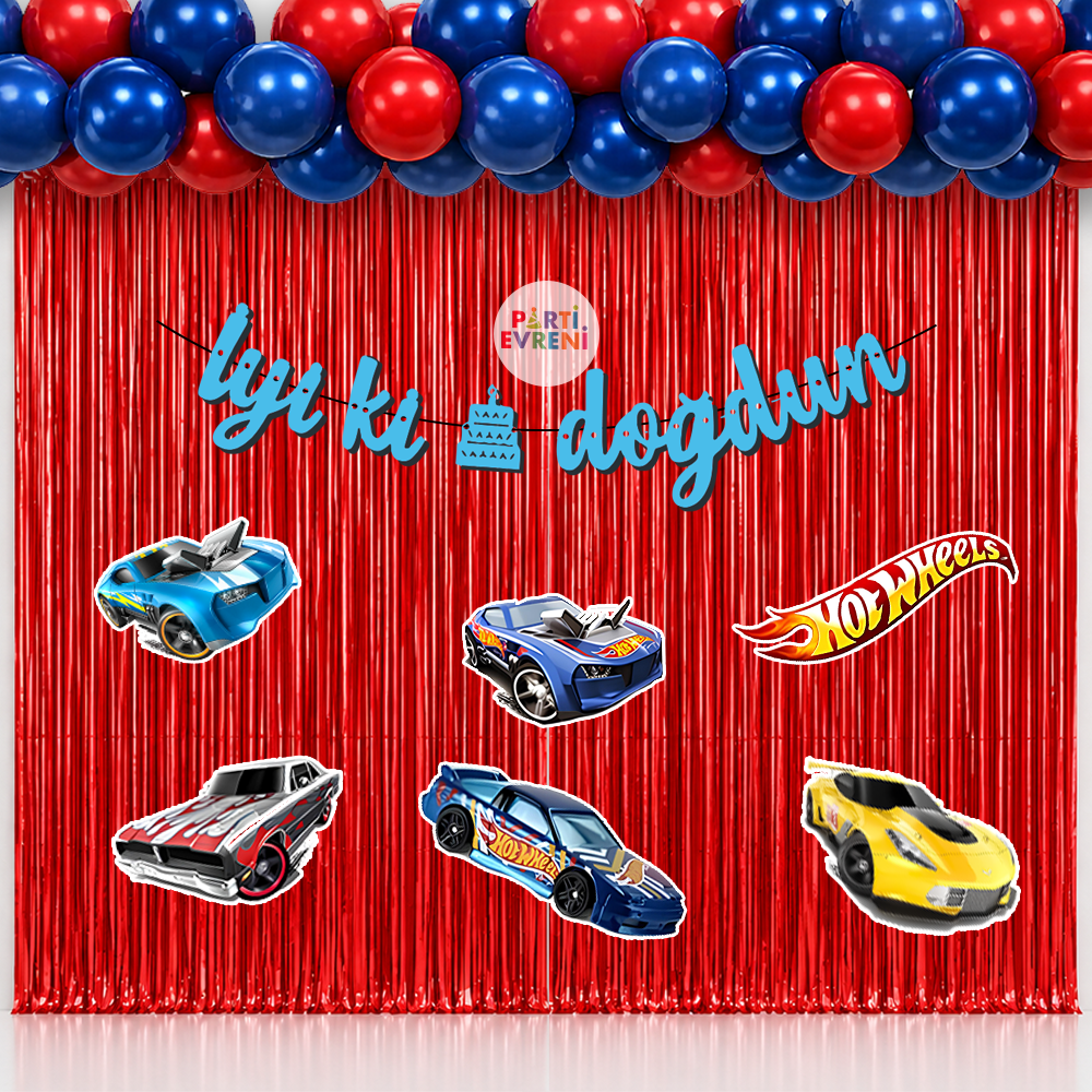 Hot Wheels Temalı Arka Fon Süsleme Seti