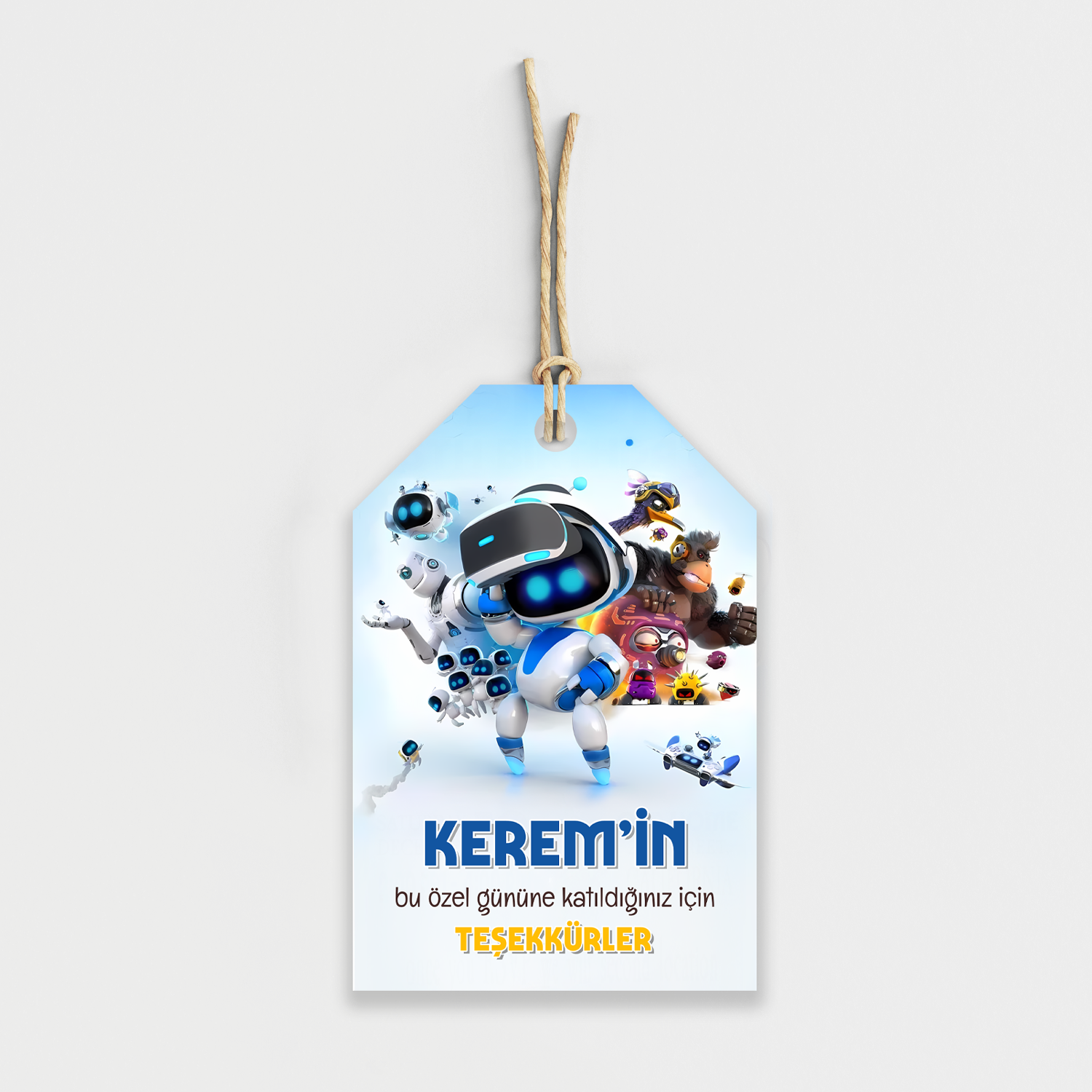 Astro Bot Temalı Kişiye Özel Teşekkür Kartı 8'li