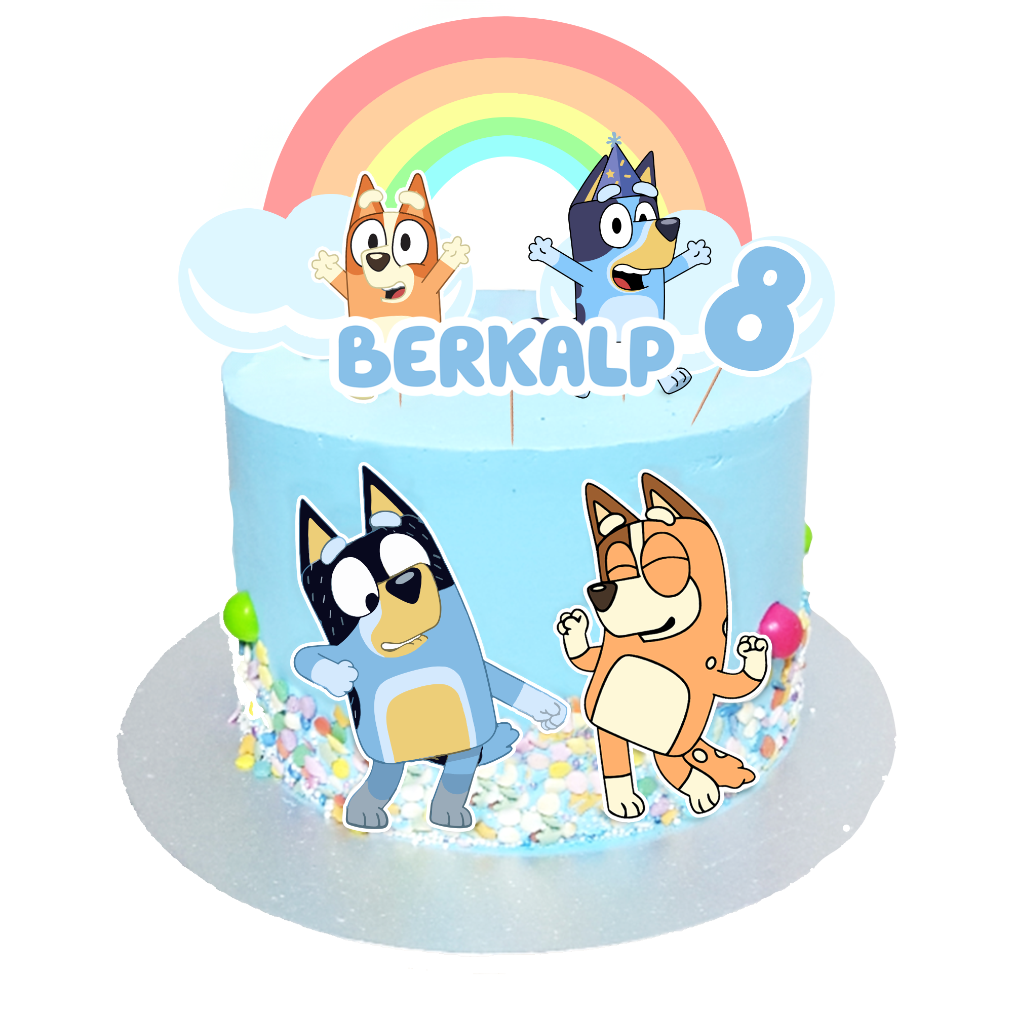 Kişiye Özel Bluey İsimli Pasta Süsü Seti