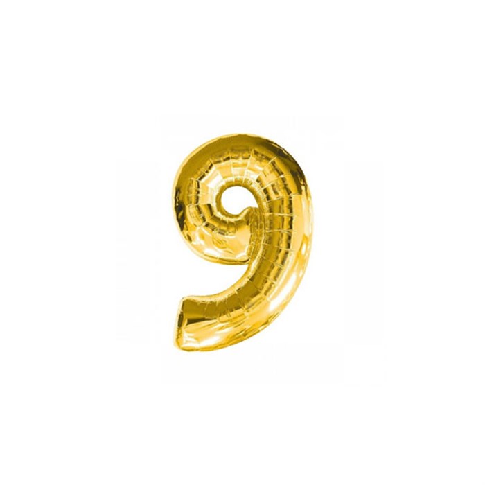 9 Rakam Altın Folyo Balon 40 cm