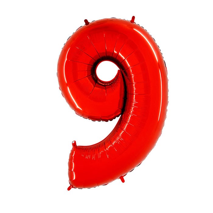 9 Rakam Kırmızı Folyo Balon 40 cm