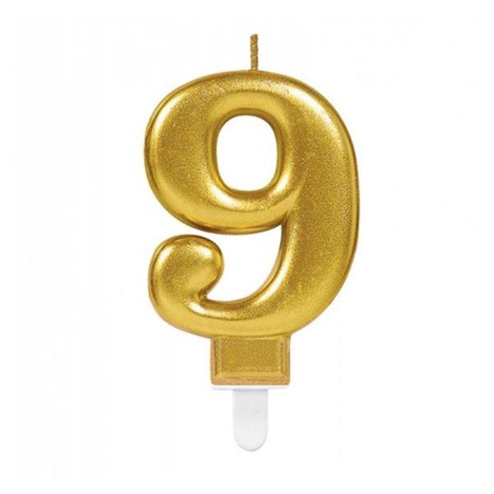 9 Yaş Rakam Işıltılı Gold Mum