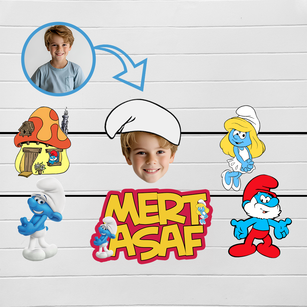 Kişiye Özel İsimli  Şirinler Temalı Afiş Banner