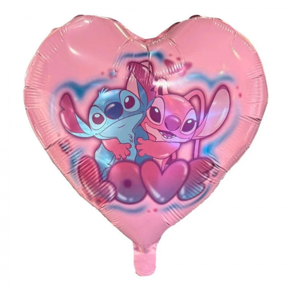 Stitch Temalı Kalp Folyo Balon