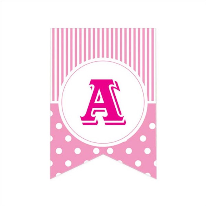 A Harfi Puantiyeli Pembe Afiş