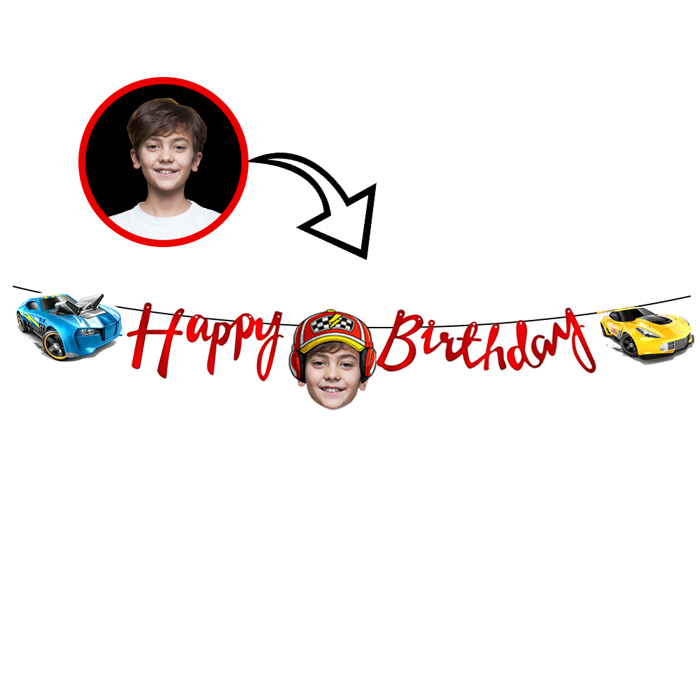 Kişiye Özel Hot Wheels Temalı Happy Birthday Afiş Banner