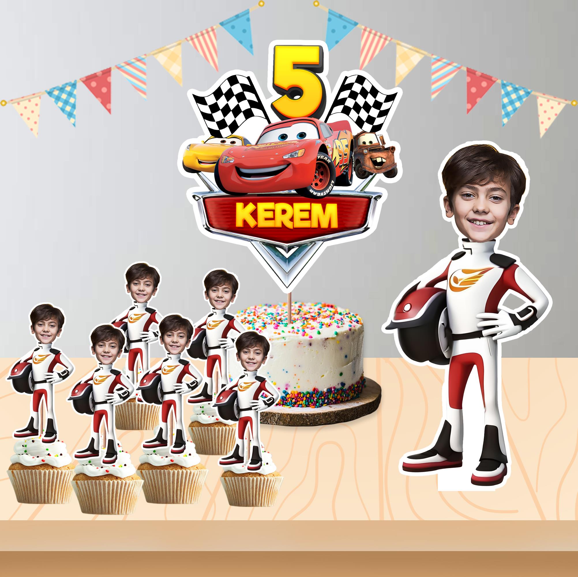 Kişiye Özel Cars Temalı Pano ve Pasta Süsü Seti