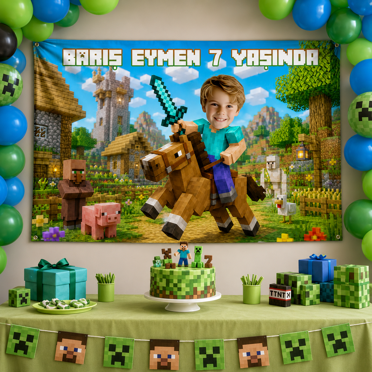 Kişiye Özel Minecraft Doğum Günü Afişi - 2 - 4 Boy Seçenekli