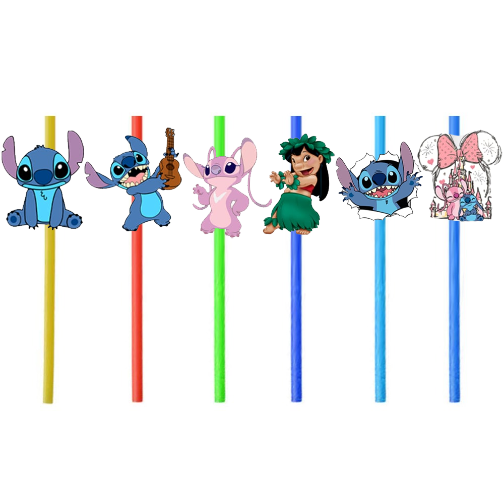 Stitch Temalı Plastik Pipet