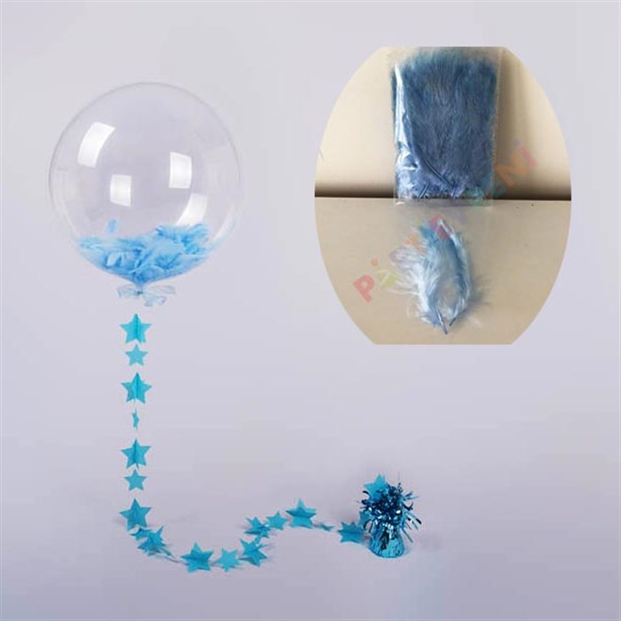 Açık Mavi Şeffaf Balon Tüyü - 100 Adet