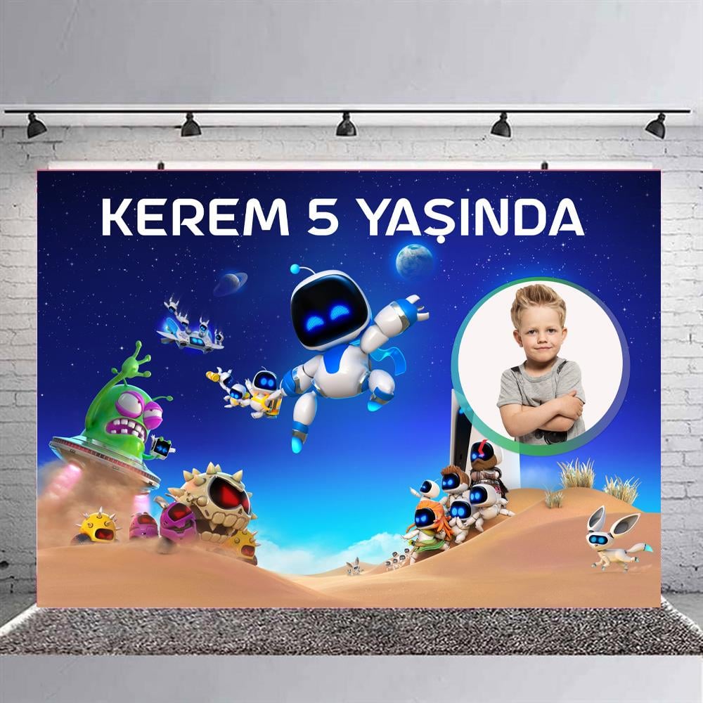 Astro Bot Kişiye Özel Doğum Günü Fotoğraflı Afişi