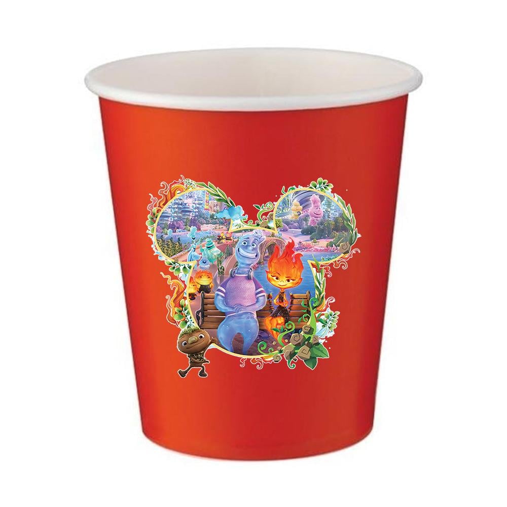 Ateş ve Su Temalı Kırmızı Bardak 5 Adet