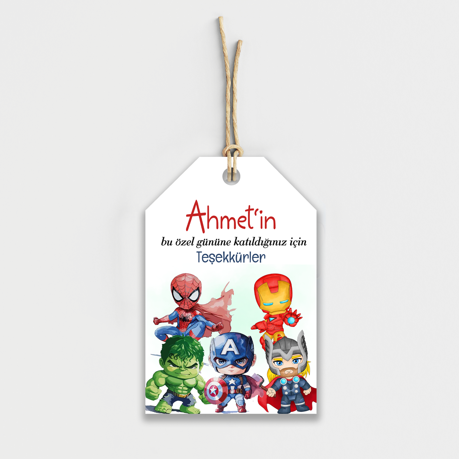 Avengers Kişiye Özel Teşekkür Kartı 8'li