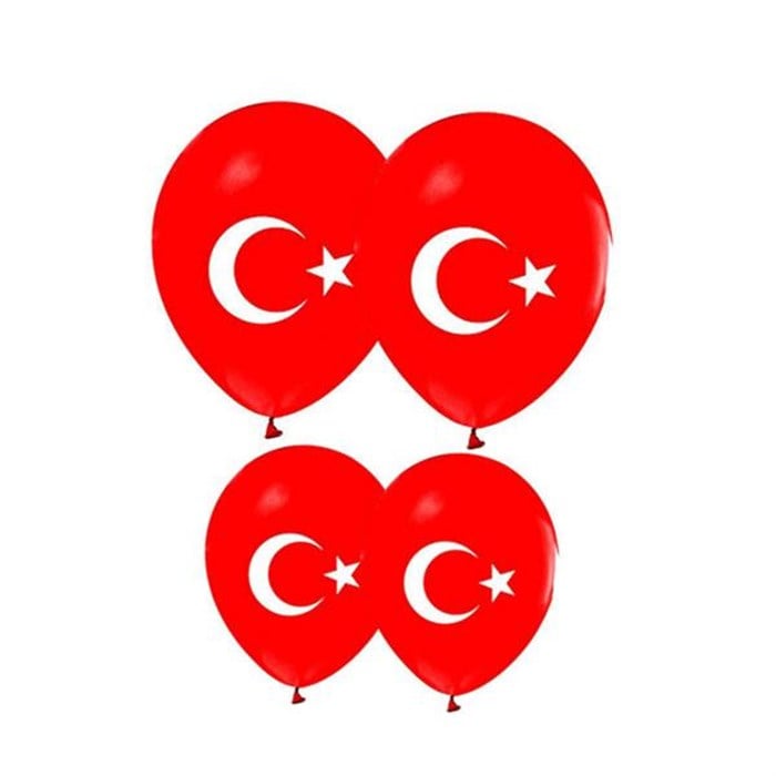 Ay Yıldız Türkiye Baskılı Balon - 100 Adet