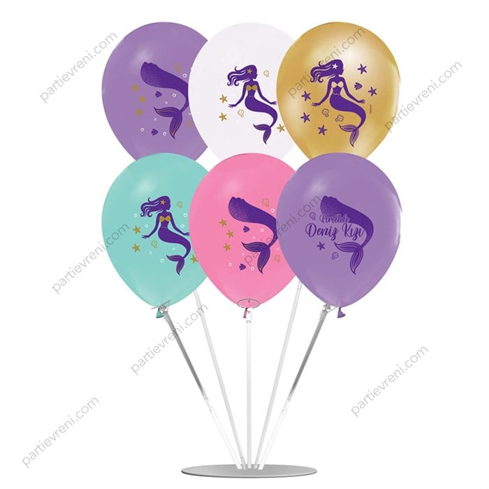Ayaklı Balon Standı - Deniz Kızı Balonlu