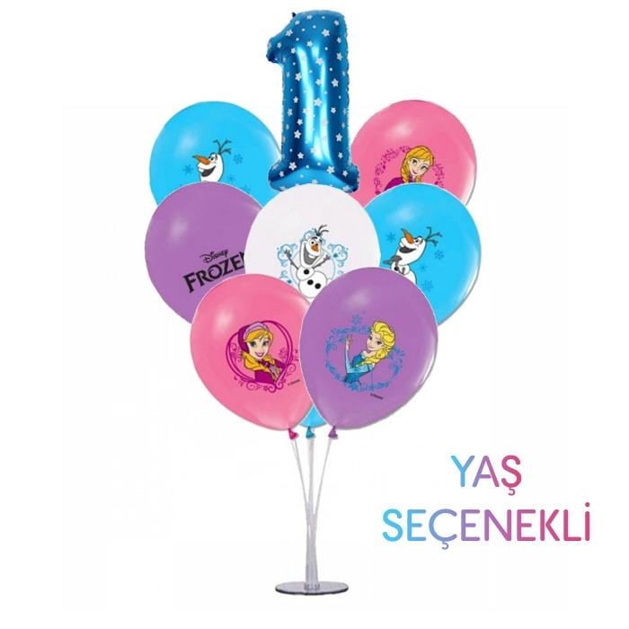 Ayaklı Balon Standı - Frozen Temalı ve Yaş Seçenekli
