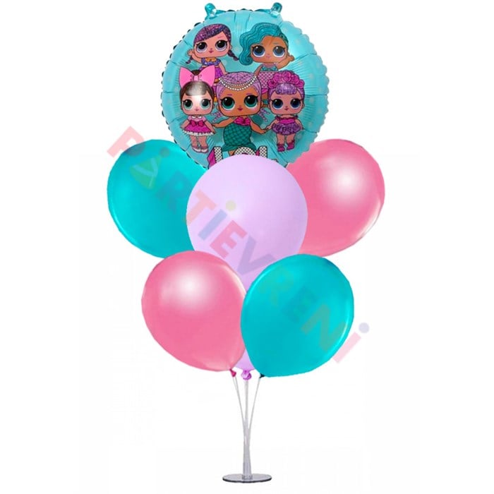 Ayaklı Balon Standı - LOL Bebek Turkuaz Balonlu