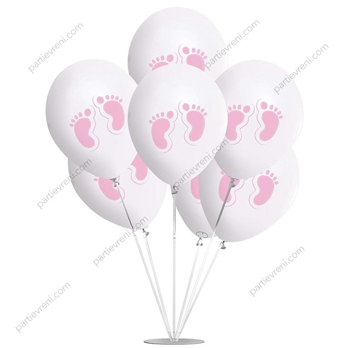 Ayaklı Balon Standı - Pembe Ayak İzi Balonlu