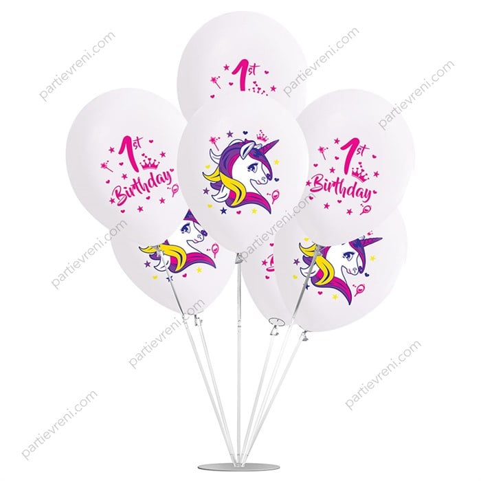 Ayaklı Balon Standı - Unicorn 1 Yaş  Balonlu