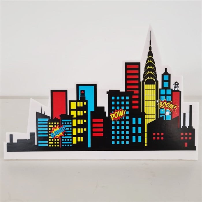 Ayaklı Dekor Pano - Superhero City - 30 cm