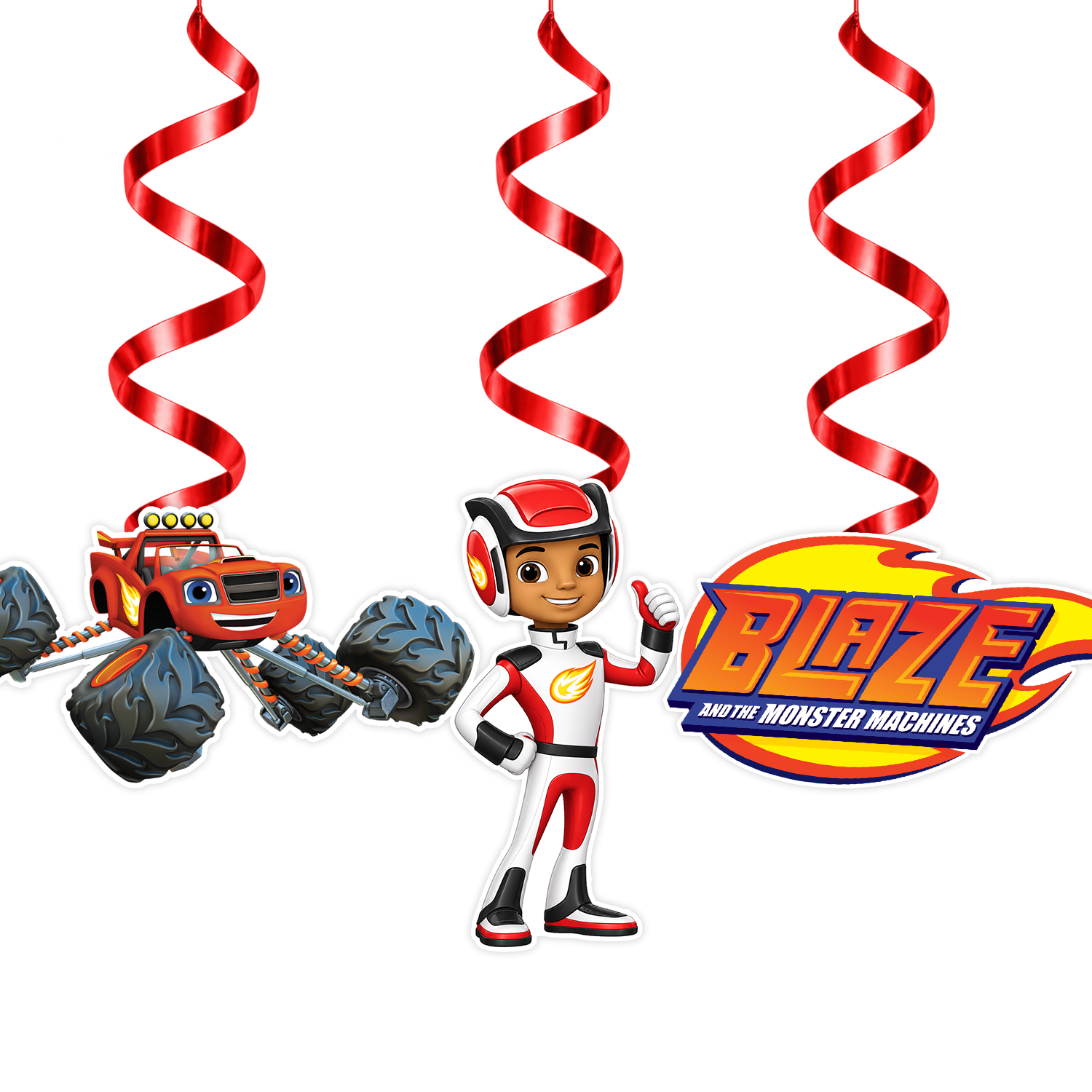 Blaze ve Yol Canavarları Temalı Sarkıt Asma İp Süs 3'lü
