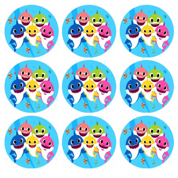Baby Shark Temalı Sticker 10 Adet - 5 cm