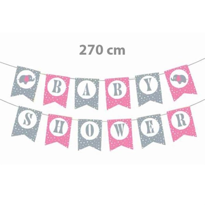 Baby Shower Banner Afiş - Pembe - 270 cm 