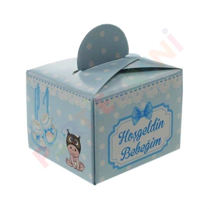 Baby Shower Mavi Lokum Şeker Kutusu - 10 Adet