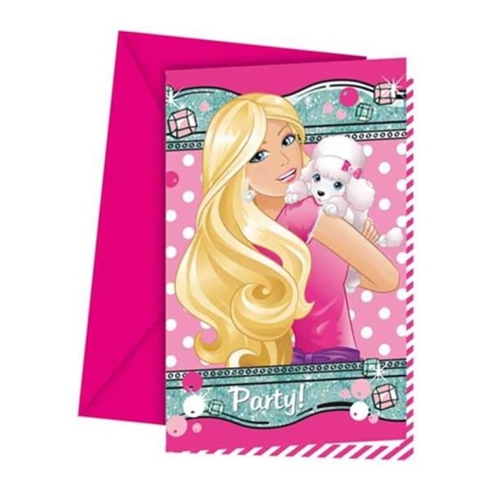 Barbie Doğum Günü Partisi Davetiye - 6 Adet