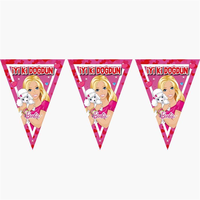 Barbie Doğum Günü Partisi Üçgen Flama Bayrak