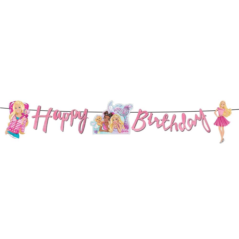 Barbie Happy Birthday Kaligrafi Banner