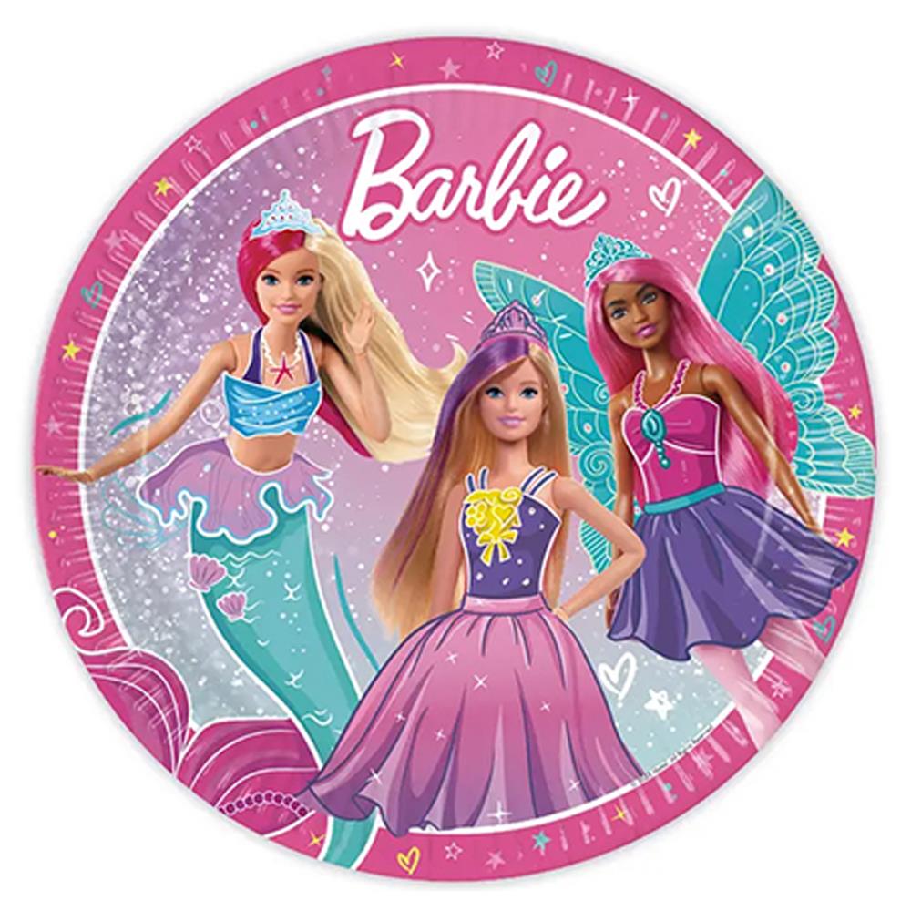 Barbie Lisanslı Tabak 8 Adet 23 cm