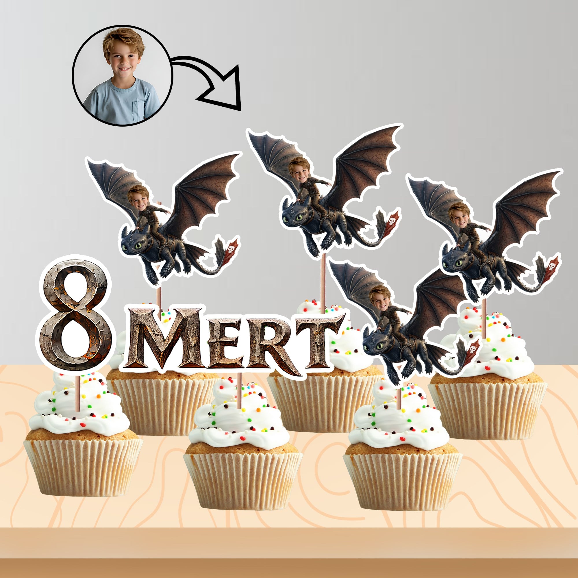 How to Train Your Dragon Temalı Kişiye Özel İsimli Kürdan 8'li