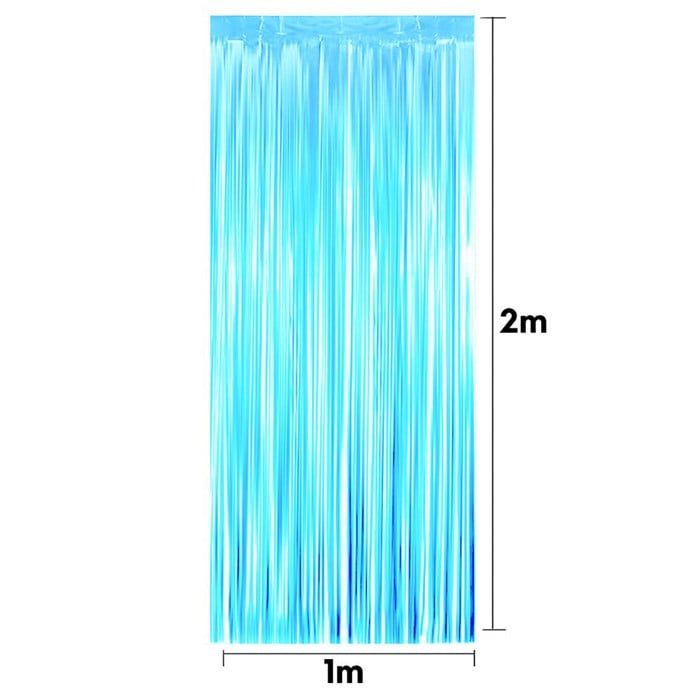 Bebek Mavisi Işıltılı Püsküllü Arka Fon Perdesi 100x200 cm