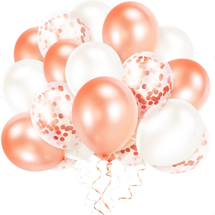 Beyaz Rose Konfetili Balon Seti - 30 Adet