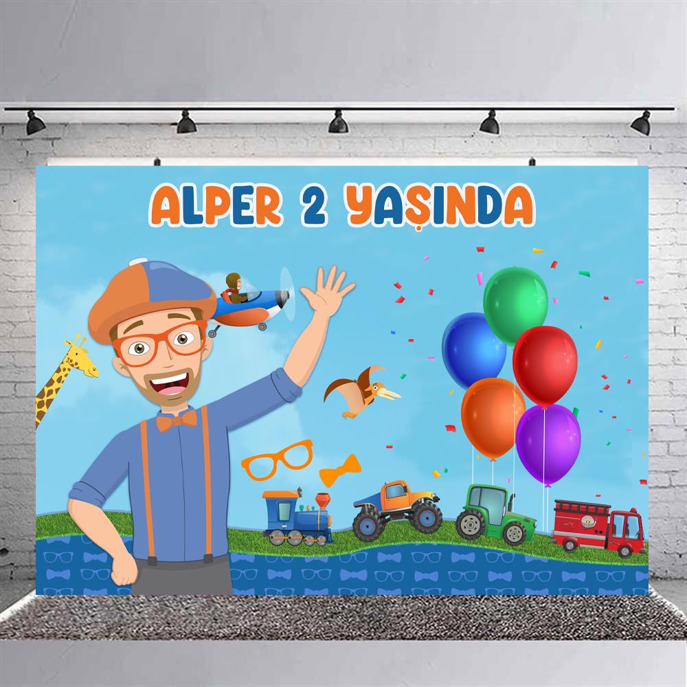 Blippi Temalı Kişi Özel Doğum Günü Afişi