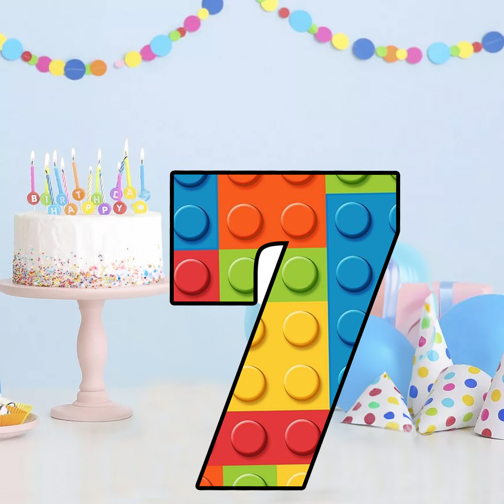 Blocks Temalı 7 Rakam Dekoratif Pano
