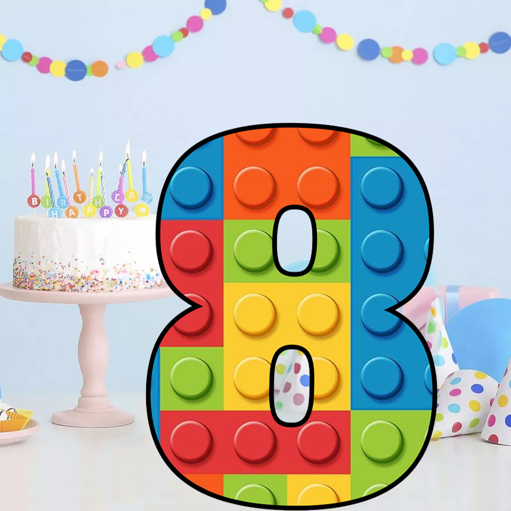 Blocks Temalı 8 Rakam Dekoratif Pano