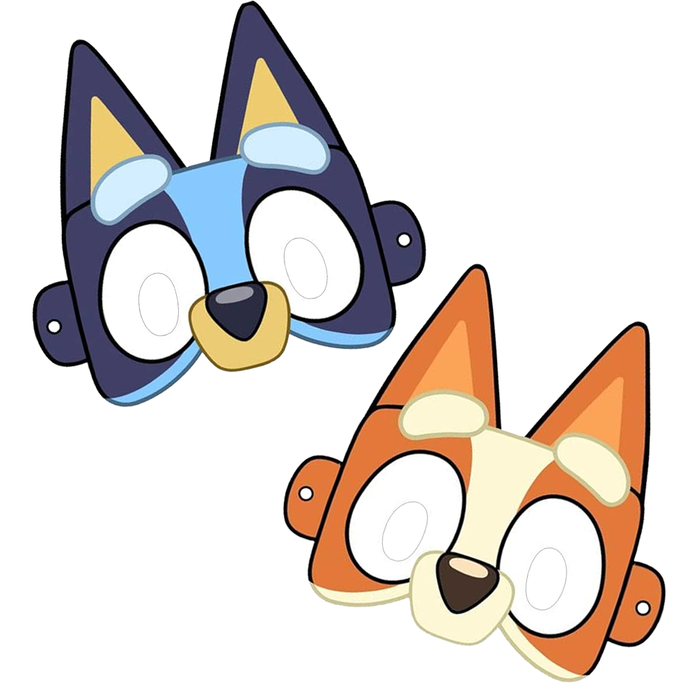Bluey Temalı 2'li Kağıt Maske