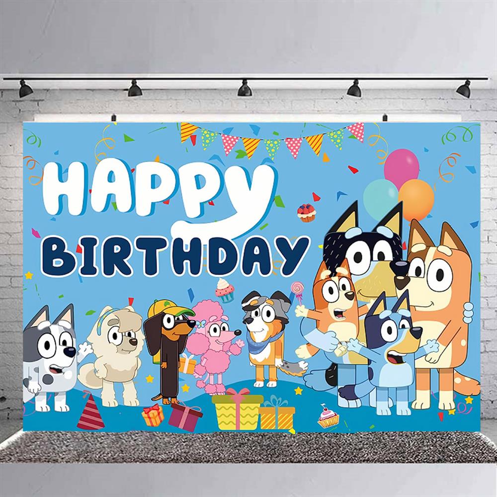 Bluey Temalı Doğum Günü Branda Afişi