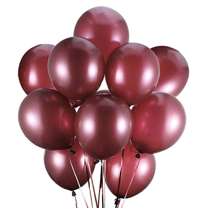 Bordo Baskısız Lateks Balon - 10 Adet