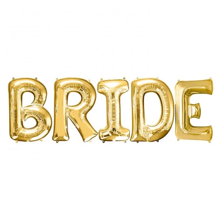 Bride Yazılı Gold Folyo Balon Seti