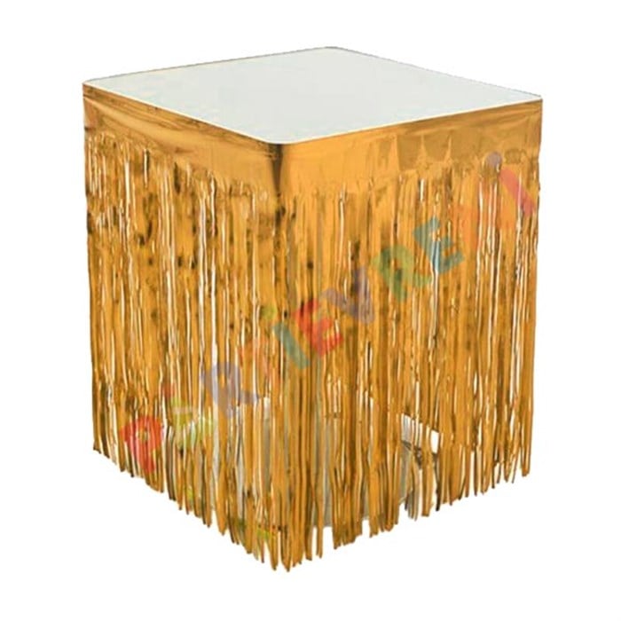Bronz Işıltılı Püsküllü Masa Eteği - 4 m x 75 cm