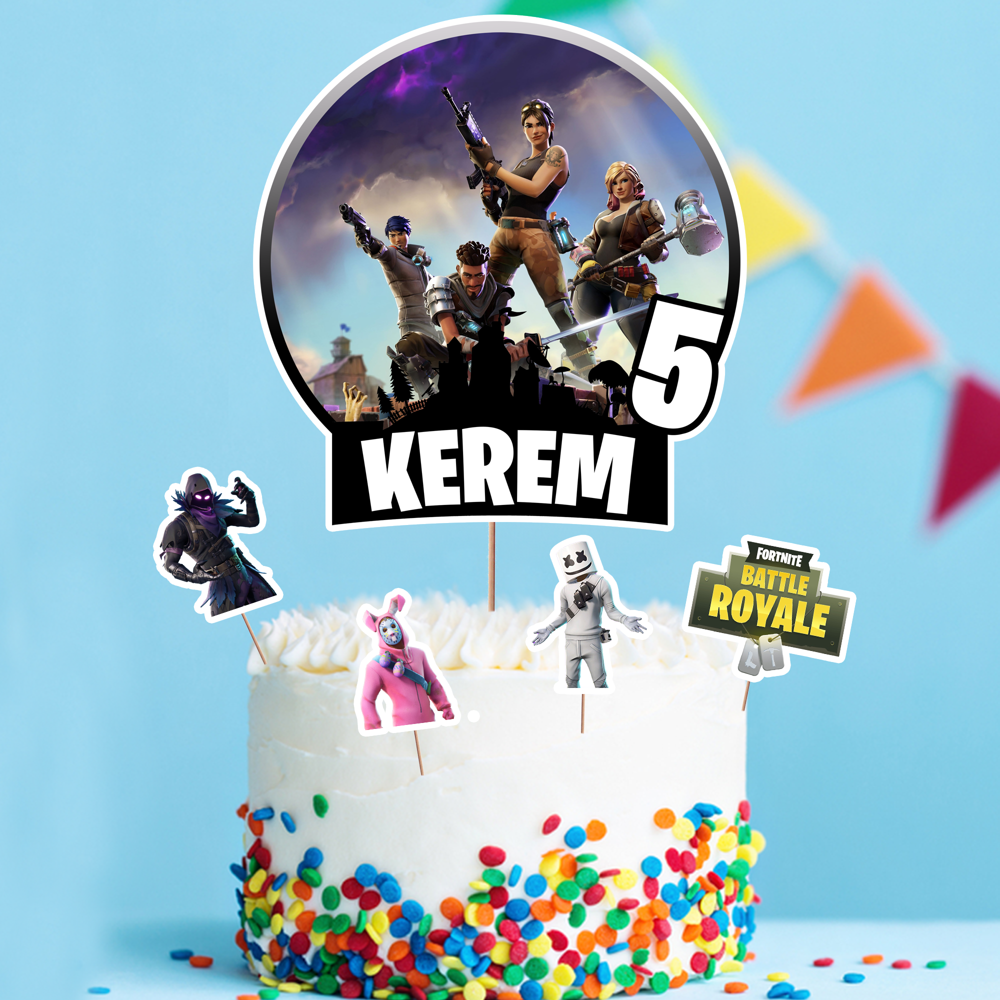 Kişiye Özel Fortnite Temalı Pasta Süsü Seti