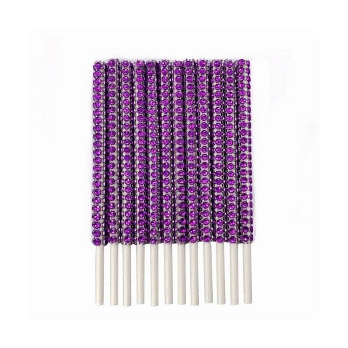 Cake Pops Çubuğu - Mor Taşlı - 12 Adet