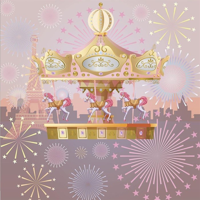 Carousel Doğum Günü Kare Branda Afişi - 2 Boy Seçenekli
