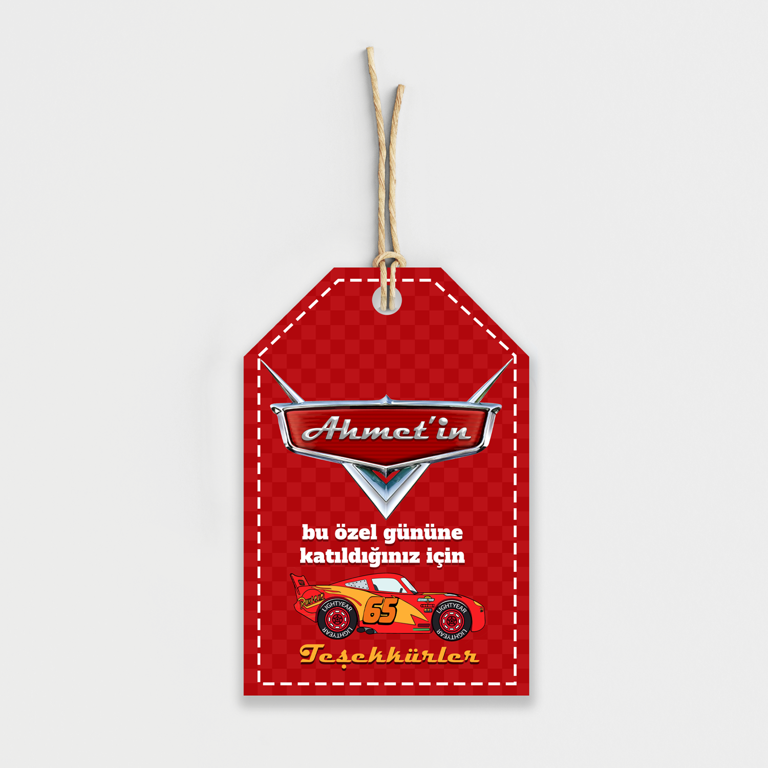 Cars Kişiye Özel Teşekkür Kartı 8'li