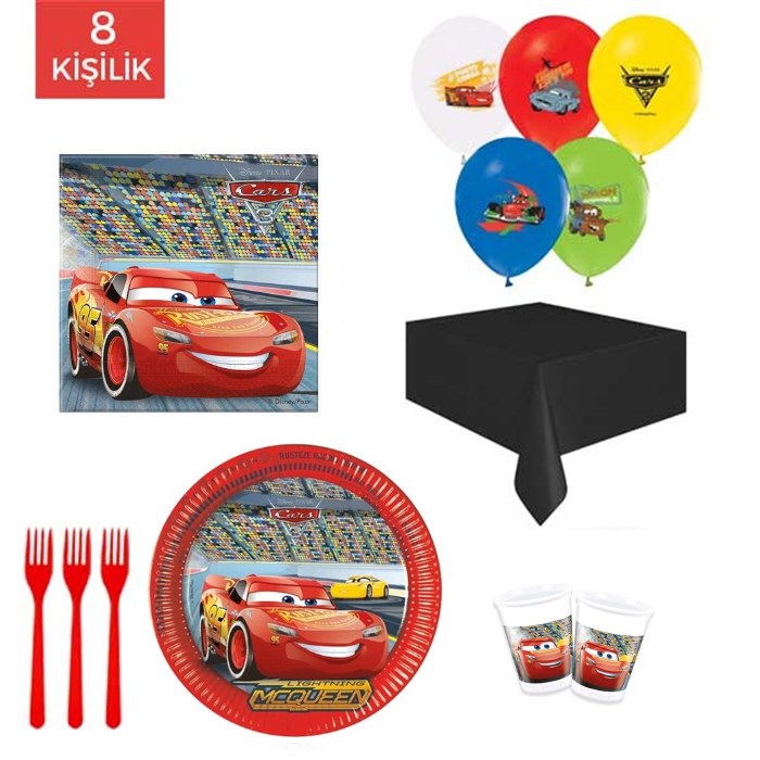 Cars Parti Malzemeleri Ekonomik Parti Seti 8 Kişilik