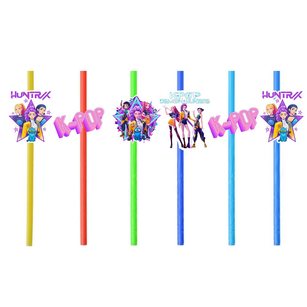 K-Pop Temalı Plastik Pipet