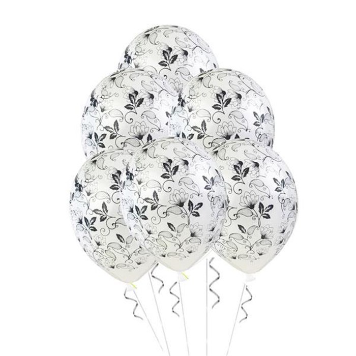 Çiçek Desenli Beyaz Balon - 5 Adet - Bağış Ürünü